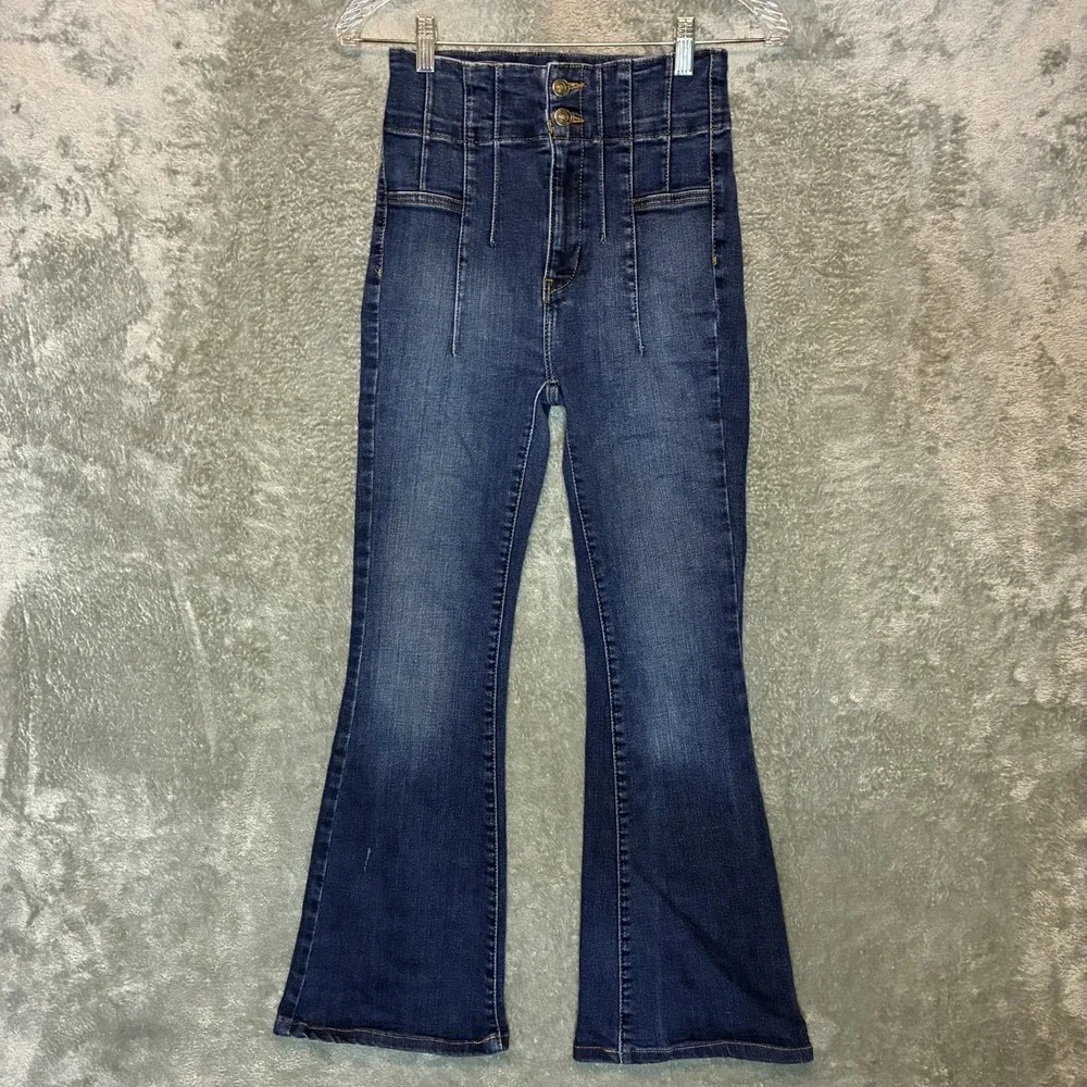 Free People We The Free Jayde Flare Jeans 24* Boho Festival Concert Retro Hippie